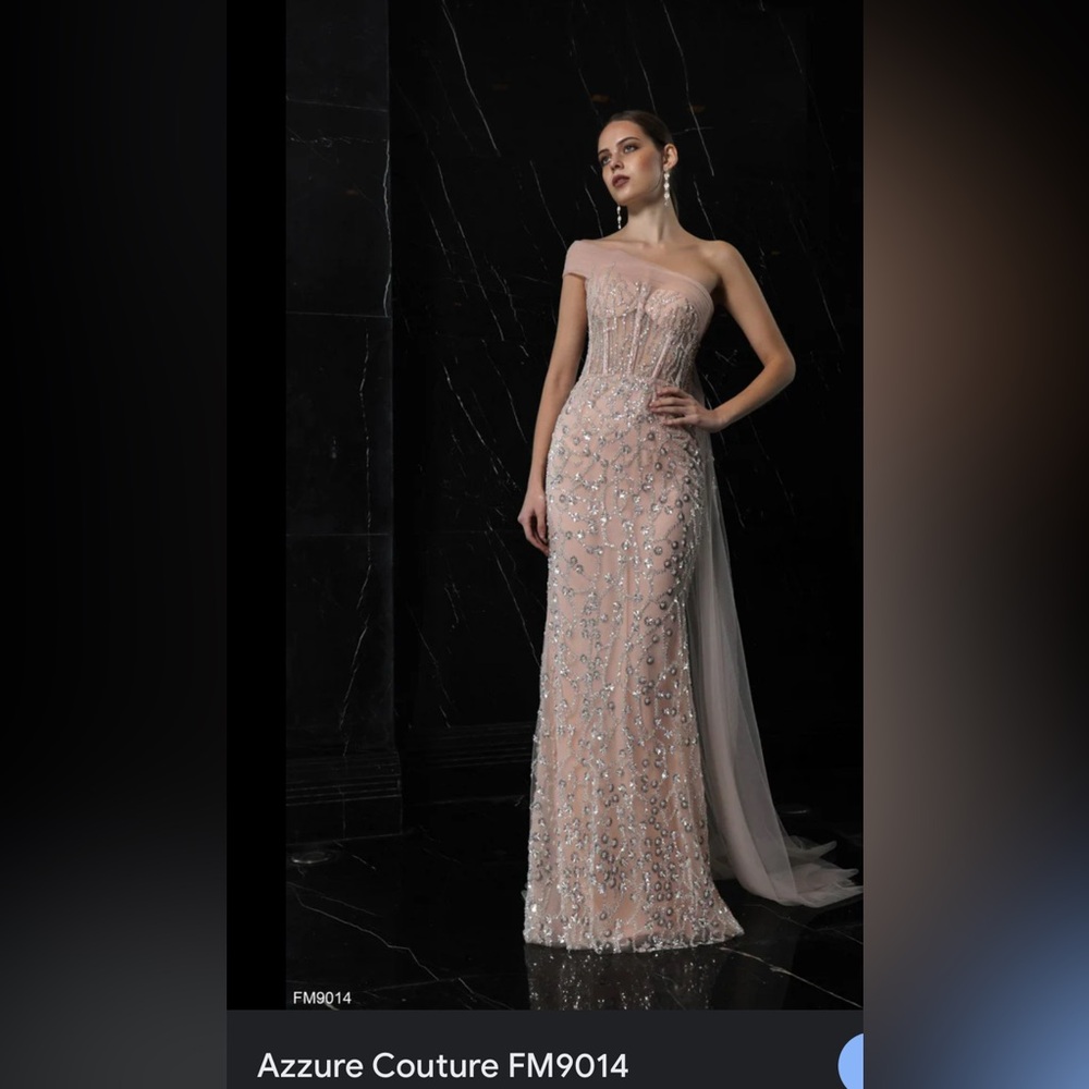Azzure Couture Pink Sequin Strapless Prom Gown